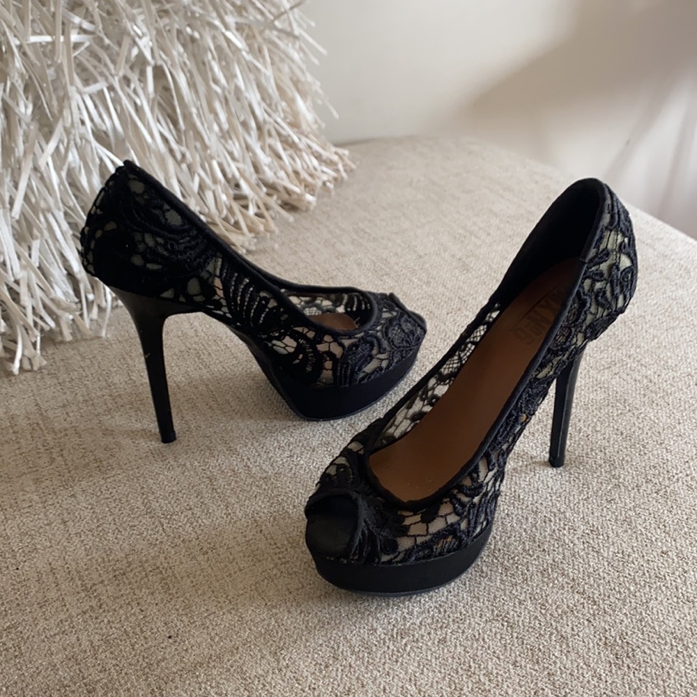 🪞NEW stunning black nude lace open toe heels in size 6 - Picture 15 of 17